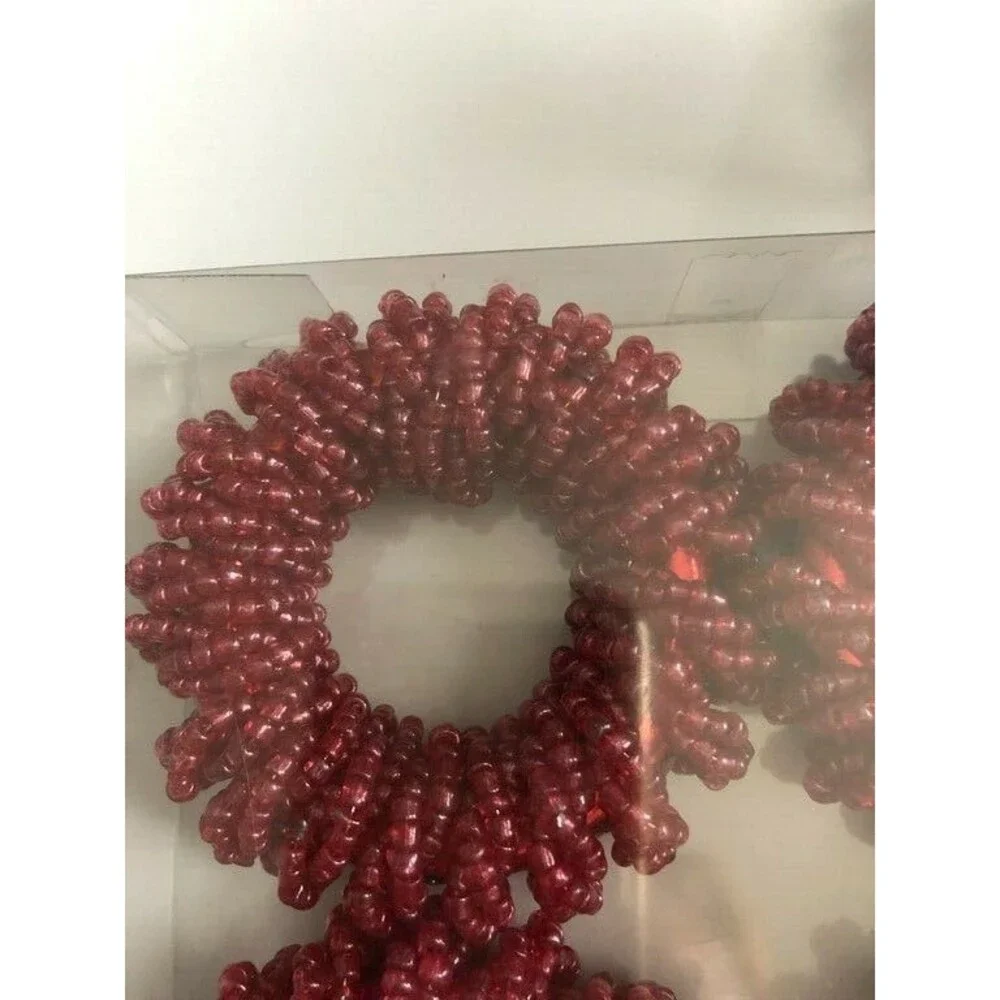 Nantucket Fully Beaded Napkin Rings Red Christmas 4th Of July Beach Set of 4